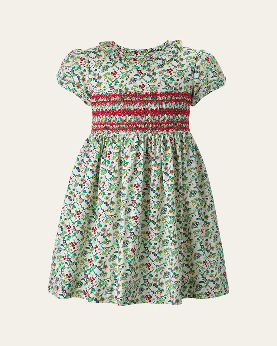 Girl's Floral Hand Smocked Dress, Size 2-
